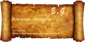 Baranya Gergely névjegykártya